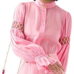 Aje Auguste Frill Cuff Blouse in Ballet Pink , Size US 4 (AUS 8)